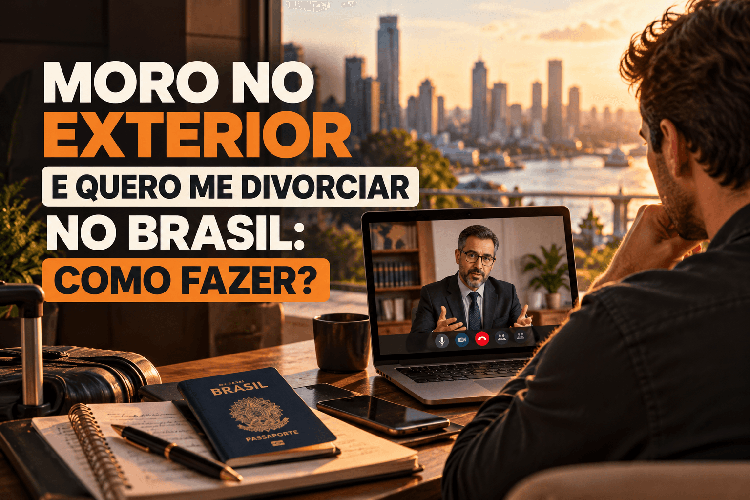 Brasileiro morando no exterior em atendimento online sobre divórcio no Brasil
