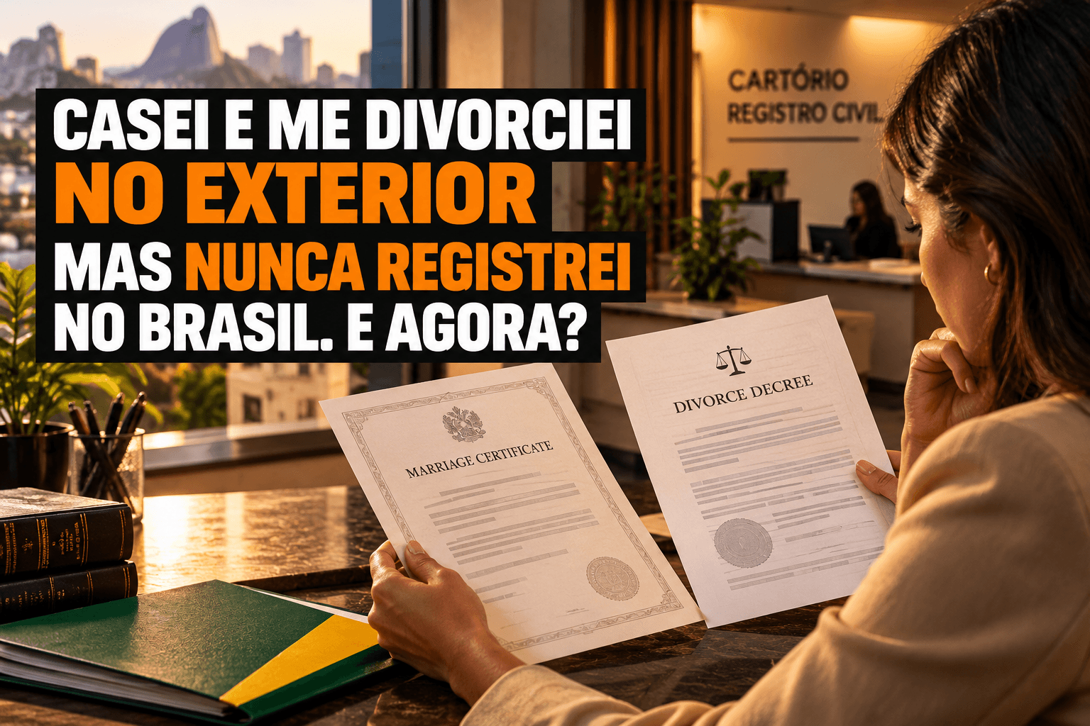 Brasileira com certidão de casamento e decisão de divórcio estrangeiras para regularização no Brasil